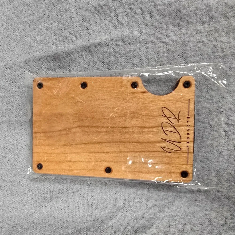 UDR Products Wood Minimalist Wallet Money Clip Slim Card Holder Brown Black New